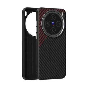 For vivo X200 ABEEL C Carbon Fiber Series 6D Micro Relief MagSafe Phone Case(Black Red)