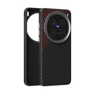 For vivo X200 Pro ABEEL C Carbon Fiber Series 6D Micro Relief MagSafe Phone Case(Black Red)