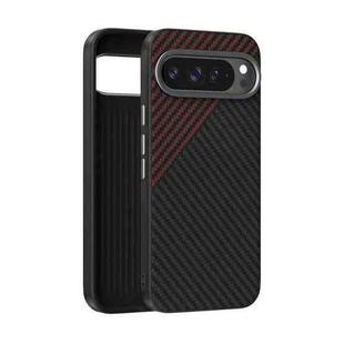 For Google Pixel 9 Pro ABEEL C Carbon Fiber Series 6D Micro Relief MagSafe Phone Case(Black Red)