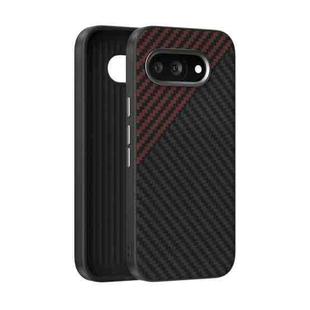 For Google Pixel 9a ABEEL C Carbon Fiber Series 6D Micro Relief MagSafe Phone Case(Black Red)