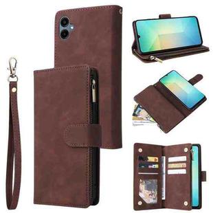 For Samsung Galaxy A07 4G / 5G Multifunctional Frosted Zipper Wallet Leather Phone Case(Coffee)
