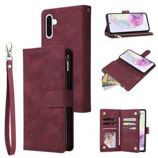 For Samsung Galaxy A17 5G Multifunctional Frosted Zipper Wallet Leather Phone Case(Wine Red)