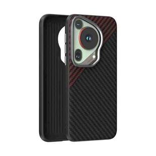 For Huawei Pura 70 Ultra ABEEL C Carbon Fiber Series 6D Micro Relief MagSafe Phone Case(Black Red)