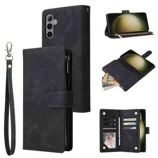 For Samsung Galaxy S23 FE 5G Multifunctional Frosted Zipper Wallet Leather Phone Case(Black)
