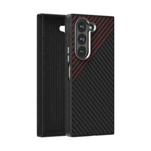 For Samsung Galaxy Z Fold5 5G ABEEL C Carbon Fiber Series 6D Micro Relief MagSafe Phone Case(Black Red)