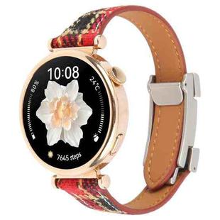 18mm Universal Slim Magnetic Buckle Napped Fabric Leather Watch Band(Red)