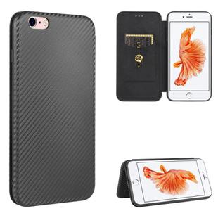 For iPhone 6 / 6s Carbon Fiber Texture Horizontal Flip TPU + PC + PU Leather Case with Card Slot(Black)