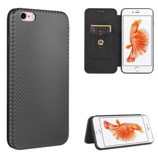 For iPhone 6 Plus / 6s Plus Carbon Fiber Texture Horizontal Flip TPU + PC + PU Leather Case with Card Slot(Black)