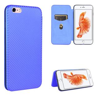 For iPhone 6 Plus / 6s Plus Carbon Fiber Texture Horizontal Flip TPU + PC + PU Leather Case with Card Slot(Blue)