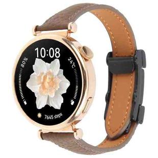 18mm Universal Slim Magnetic Buckle Genuine Leather Watch Band(Dark Brown)