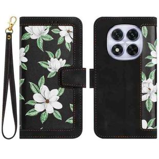 For Redmi Note 14 Pro+ 5G Floral Pattern Leather Phone Case with Lanyard(Black)