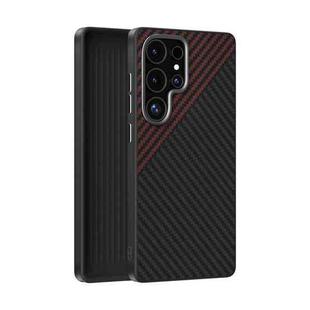 For Samsung Galaxy S25 Ultra 5G ABEEL C Carbon Fiber Series 6D Micro Relief MagSafe Phone Case(Black Red)