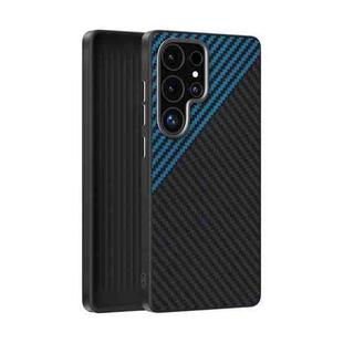 For Samsung Galaxy S25 Ultra 5G ABEEL C Carbon Fiber Series 6D Micro Relief MagSafe Phone Case(Black Blue)