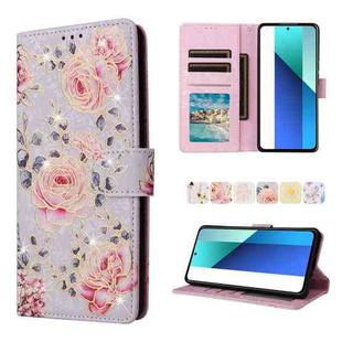 For Redmi Note 13 4G Bronzing Painting RFID Leather Phone Case(Pastoral Rose)