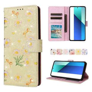 For Redmi Note 13 4G Bronzing Painting RFID Leather Phone Case(Yellow Daisy)