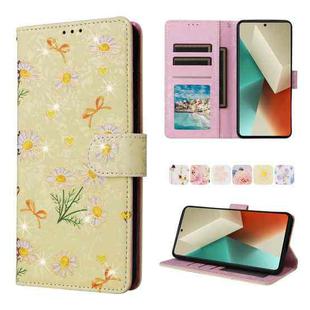 For Redmi Note 13 5G Bronzing Painting RFID Leather Phone Case(Yellow Daisy)