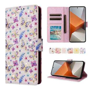 For Redmi Note 13 Pro+ Bronzing Painting RFID Leather Phone Case(Pansies)