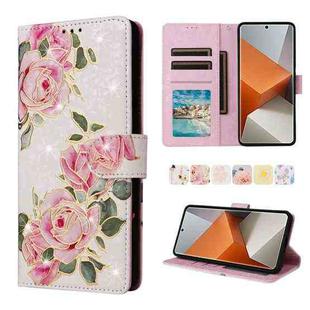 For Redmi Note 13 Pro+ Bronzing Painting RFID Leather Phone Case(Rose Flower)