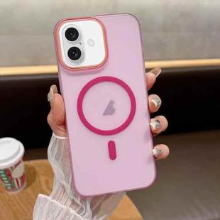 For iPhone 16 Soft Sandy Skin Feel MagSafe Magnetic PC Phone Case(Rose Pink)