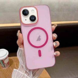 For iPhone 15 Plus Soft Sandy Skin Feel MagSafe Magnetic PC Phone Case(Rose Pink)