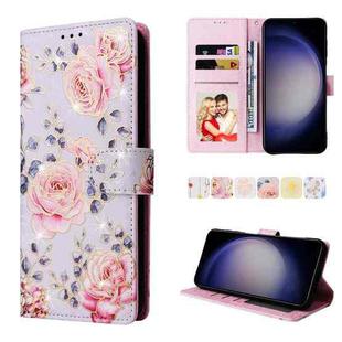 For Samsung Galaxy S25 5G Bronzing Painting RFID Leather Phone Case(Pastoral Rose)