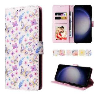 For Samsung Galaxy S25 5G Bronzing Painting RFID Leather Phone Case(Pansies)