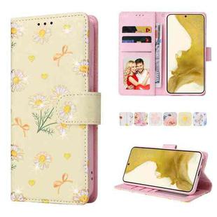 For Samsung Galaxy S23 5G Bronzing Painting RFID Leather Phone Case(Yellow Daisy)