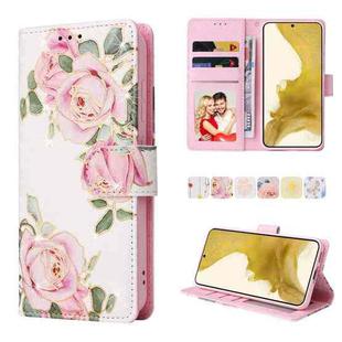 For Samsung Galaxy S23+ 5G Bronzing Painting RFID Leather Phone Case(Rose Flower)