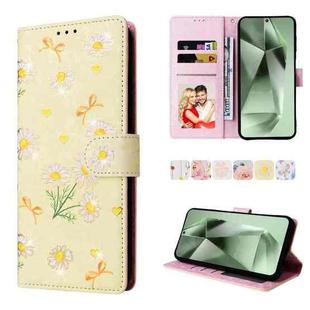 For Samsung Galaxy S25 FE 5G Bronzing Painting RFID Leather Phone Case(Yellow Daisy)