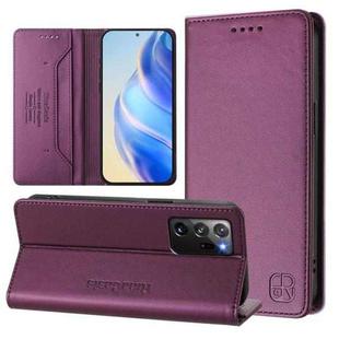 For Samsung Galaxy Note20 Ultra RC01 Dual-Folded Magnetic Suction RFID Leather Phone Case(Violet)