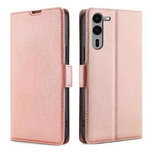 For Fujitsu Arrows We2 Plus Ultra-thin Voltage Side Buckle Horizontal Flip Leather Phone Case(Rose Gold)