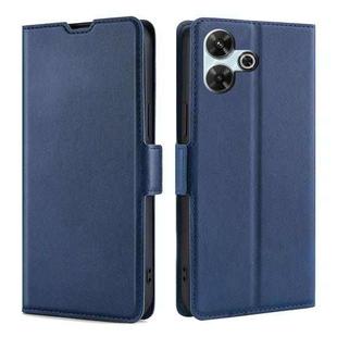 For Redmi 13 4G Ultra-thin Voltage Side Buckle Horizontal Flip Leather Phone Case(Blue)