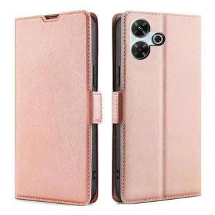 For Redmi 13 4G Ultra-thin Voltage Side Buckle Horizontal Flip Leather Phone Case(Rose Gold)