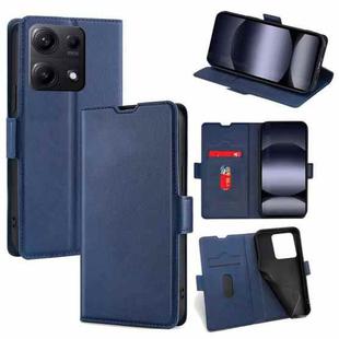 For Redmi Note 14S 4G Ultra-thin Voltage Side Buckle Horizontal Flip Leather Phone Case(Blue)