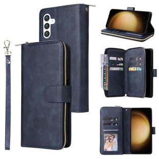 For Samsung Galaxy S25+ 5G 9-Card Slots Zipper Wallet Bag Leather Phone Case(Blue)