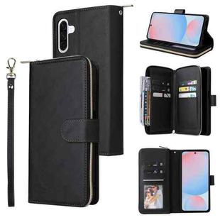 For Samsung Galaxy A56 5G 9-Card Slots Zipper Wallet Bag Leather Phone Case(Black)