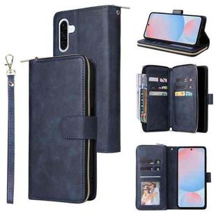 For Samsung Galaxy A56 5G 9-Card Slots Zipper Wallet Bag Leather Phone Case(Blue)