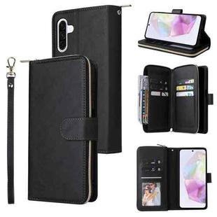 For Samsung Galaxy A17 5G 9-Card Slots Zipper Wallet Bag Leather Phone Case(Black)
