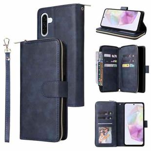 For Samsung Galaxy A17 5G 9-Card Slots Zipper Wallet Bag Leather Phone Case(Blue)