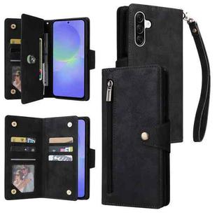 For Samsung Galaxy A36 5G Rivet Buckle 9 Cards Three Fold Leather Phone Case(Black)