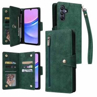For Samsung Galaxy A26 5G Rivet Buckle 9 Cards Three Fold Leather Phone Case(Green)