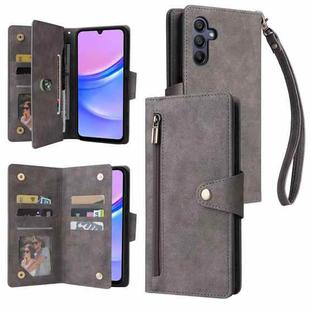 For Samsung Galaxy A17 5G Rivet Buckle 9 Cards Three Fold Leather Phone Case(Grey)