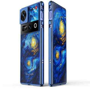 For ZTE nubia Z70 Ultra Aurora Series Lens Protector + Metal Frame Phone Case(Blue Silver)