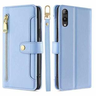 For Rakuten Hand 5G Sheep Texture Cross-body Zipper Wallet Leather Phone Case(Blue)