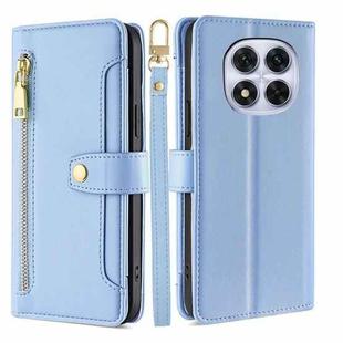For Redmi Note 14 Pro 5G Sheep Texture Cross-body Zipper Wallet Leather Phone Case(Blue)
