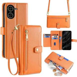 For Redmi A5 4G 171.7mm Sheep Texture Cross-body Zipper Wallet Leather Phone Case(Orange)