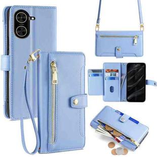 For Redmi A5 4G 171.7mm Sheep Texture Cross-body Zipper Wallet Leather Phone Case(Blue)