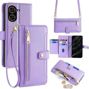 For Redmi A5 4G 171.7mm Sheep Texture Cross-body Zipper Wallet Leather Phone Case(Purple)