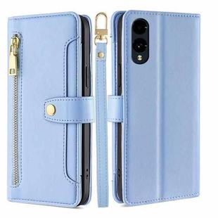 For Fujitsu Arrows We2 Sheep Texture Cross-body Zipper Wallet Leather Phone Case(Blue)