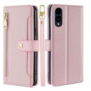 For Fujitsu Arrows We2 Sheep Texture Cross-body Zipper Wallet Leather Phone Case(Pink)